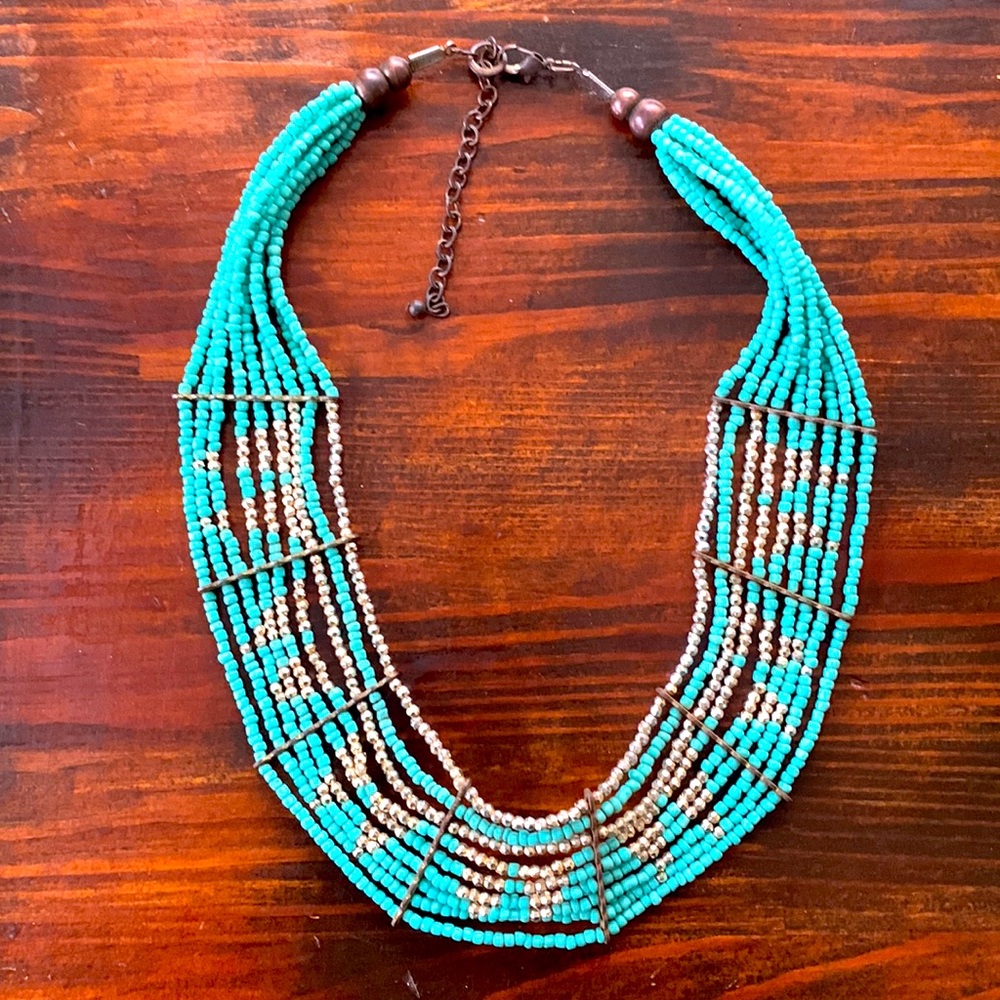 Turquoise Beaded Collar Necklace